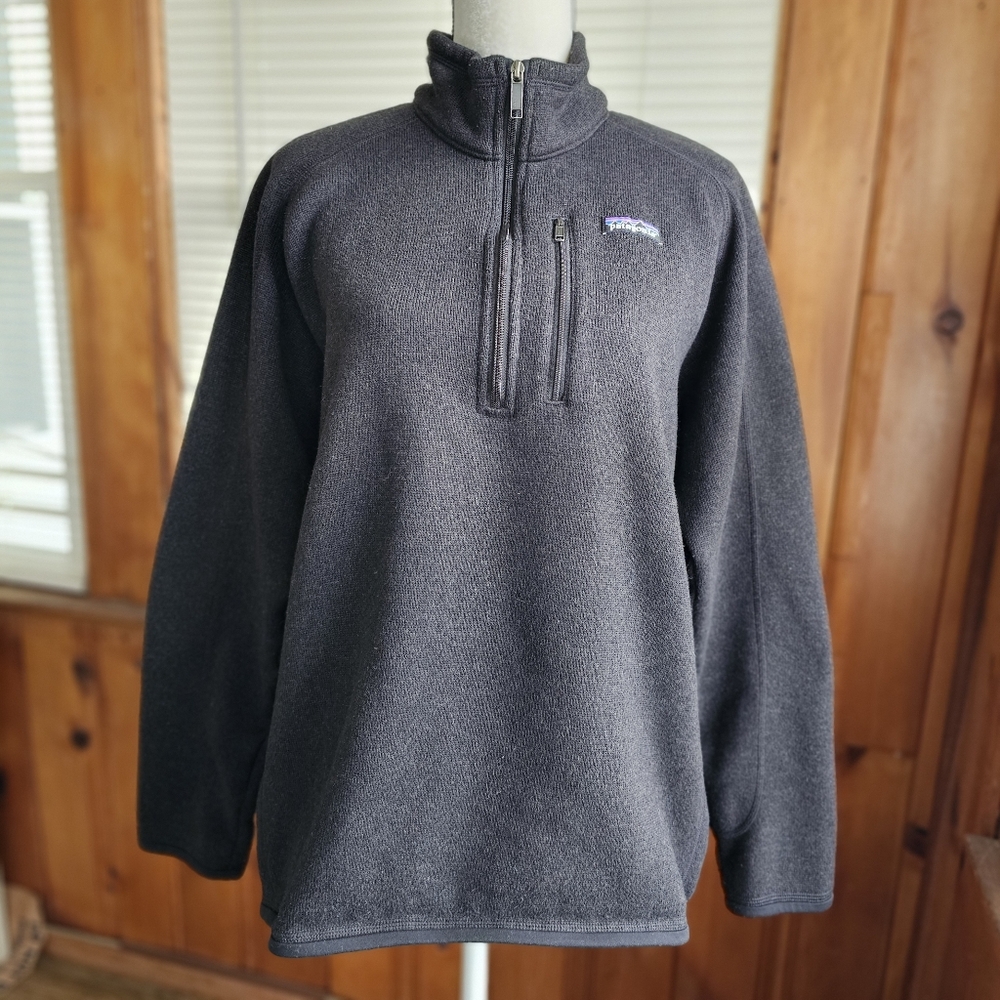 Patagonia better sweater 1/2 zip pullover black fleece mock neck size large